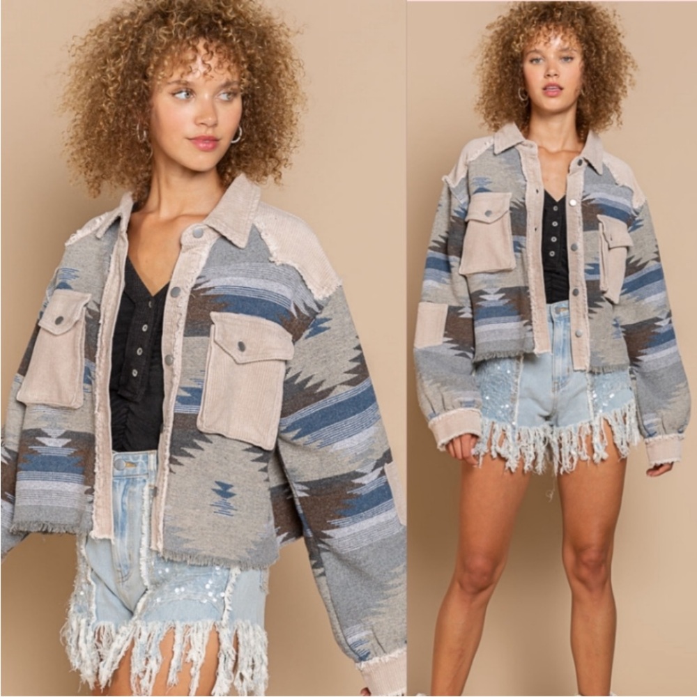 0845.  POL Aztec Pattern Jacket - Picture 2 of 3